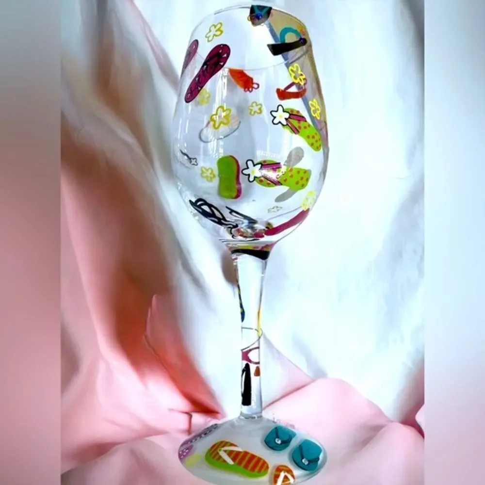 Lolita “Flip Flop” wine glass l Love My Wine l Hand-Painted Collectable